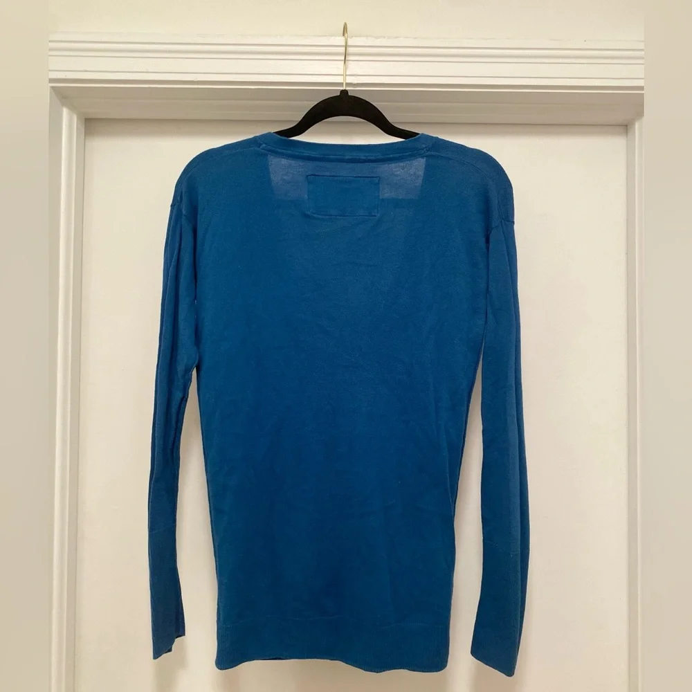 Vtg American Eagle thermal full sleeve V neck top blue coquette Bella Swan